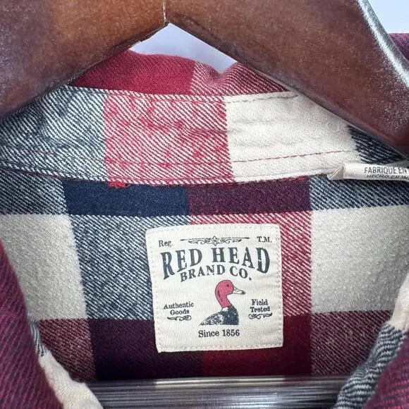 Red Head Brand Co Shirt Mens 2XL Red Plaid Flannel Long Sleeve Button Front - Picture 4 of 11